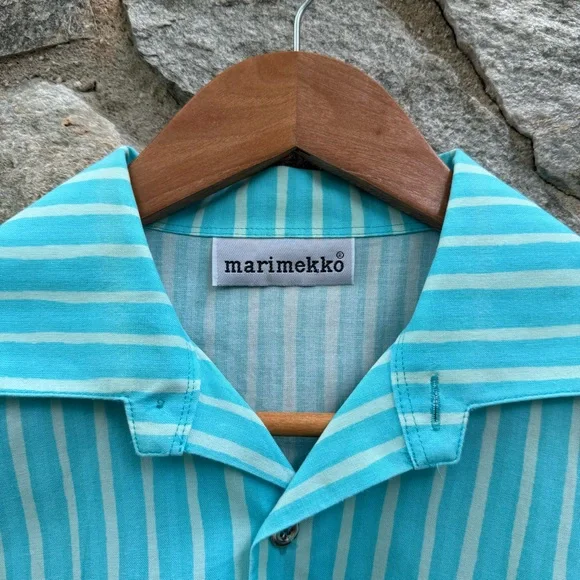 Vintage Marimekko Jokapoika 90s Striped Classic Button Down Shirt - Picture 3 of 7